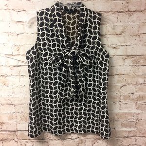 NY&Co Sleeveless Brown Bow Blouse Size Small